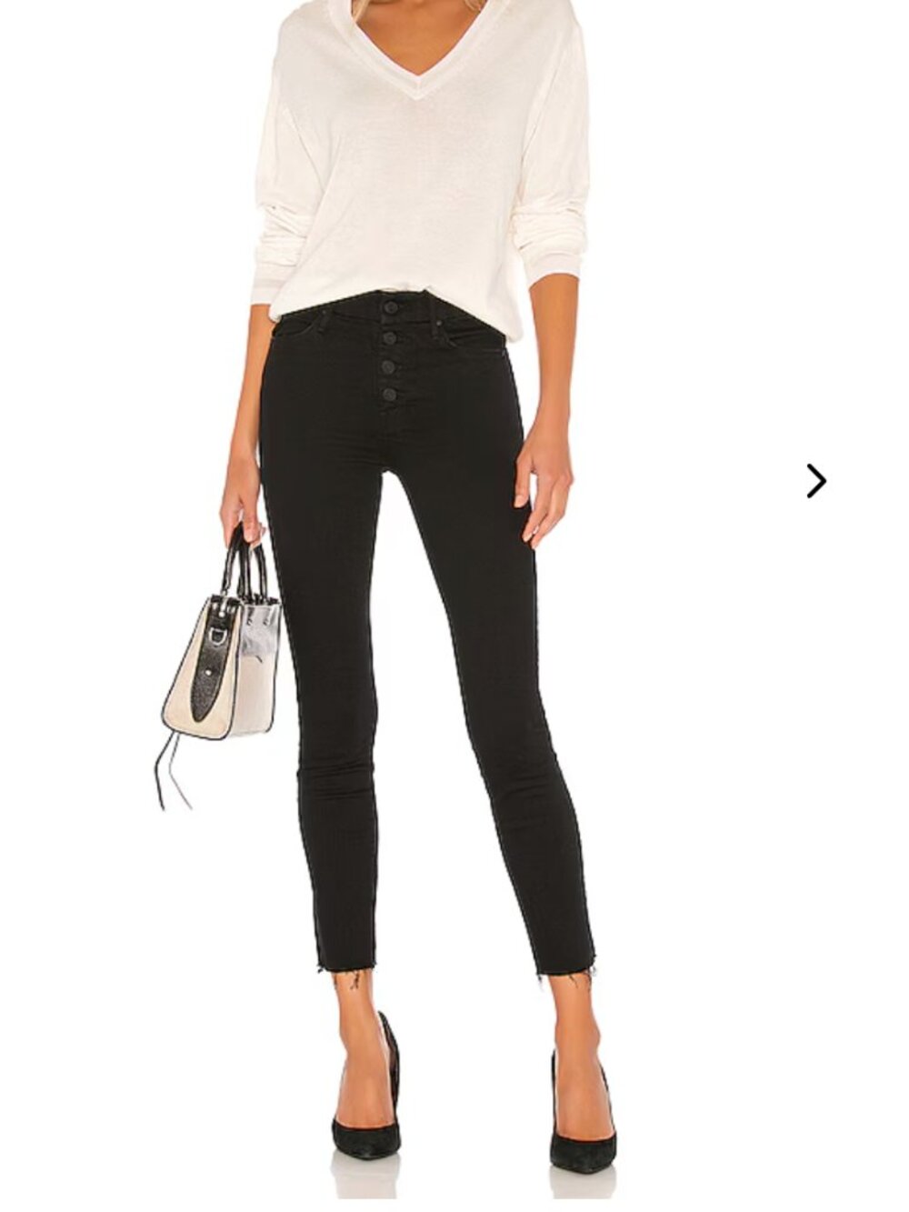 Mother Jeans The Pixie Dazzler Ankle Fray in Not Guilty (black)